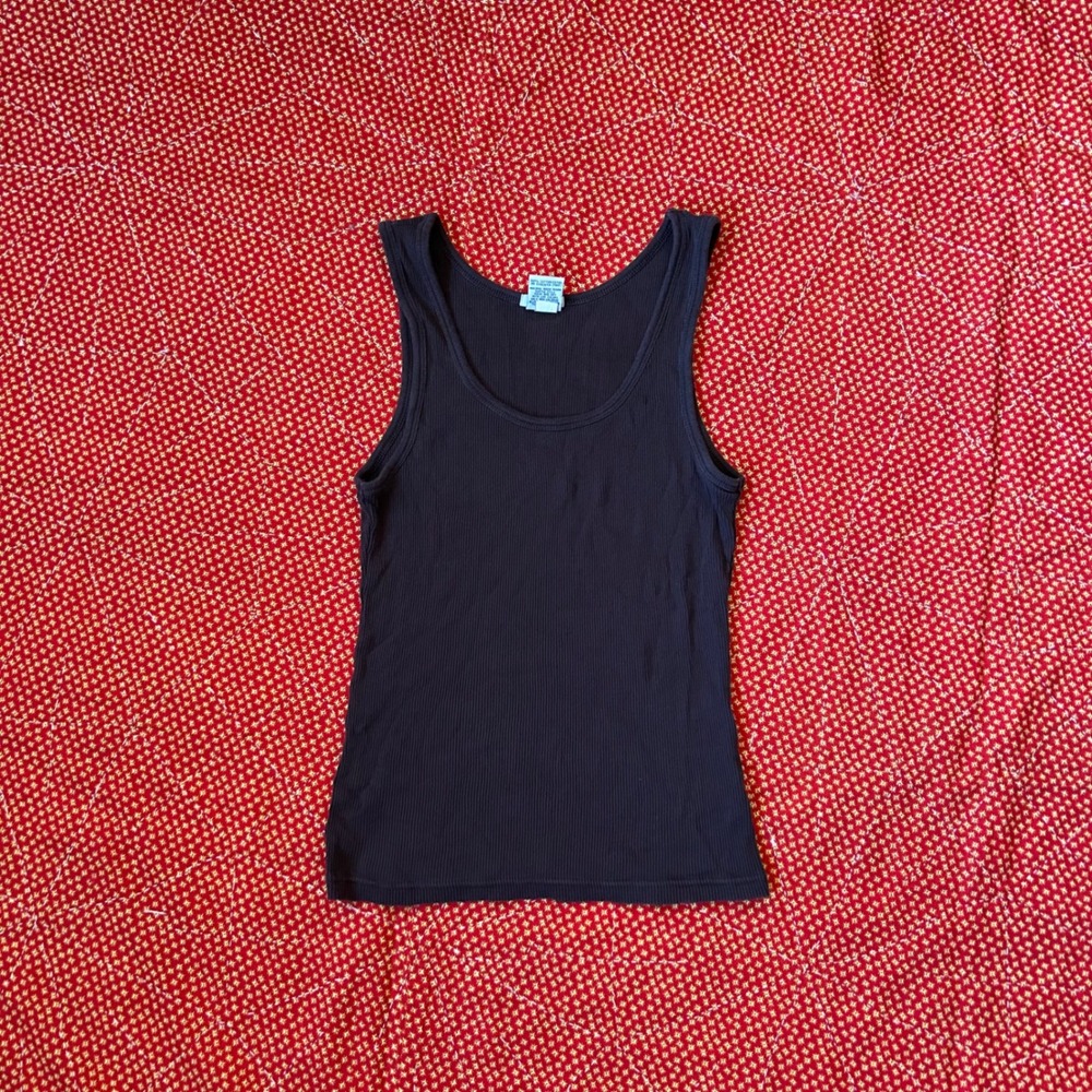 Vintage 2004 Old Navy Brand Perfect Fit Brown Ribbed Tank Top Medium Cotton